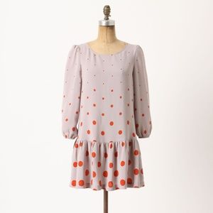 Meadow Rue Gray Polka Dot Drop Waist Dress